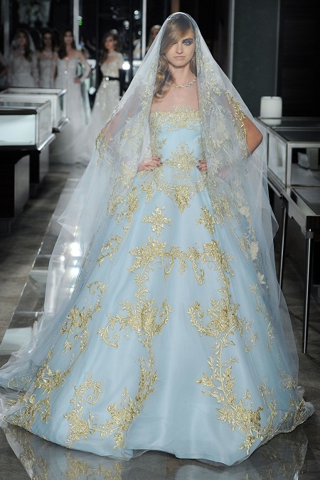 Голубое свадебное платье Reem Acra
